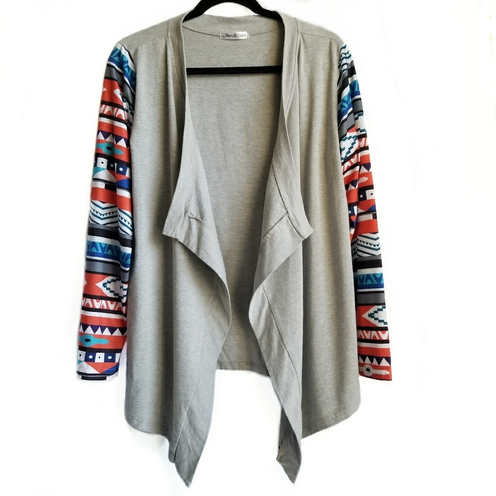 Southwestern print open front waterfall lightweigh